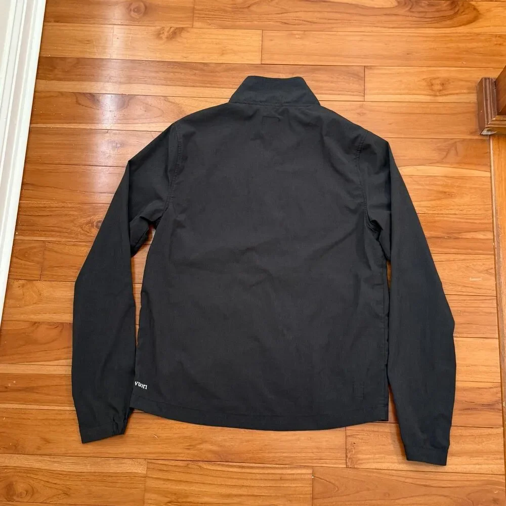 Men Vuori Venture Track Jacket Water Resistant Lightweight Black Linen Outdoor